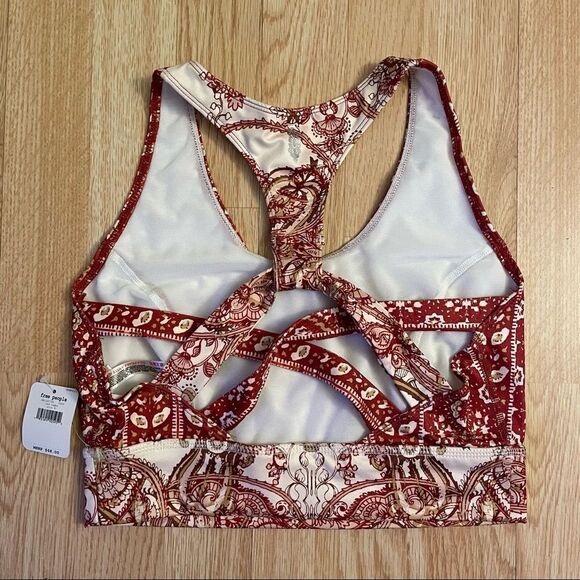 NWT Free People Movement Red Printed Synergy Crop Top - Picture 4 of 8